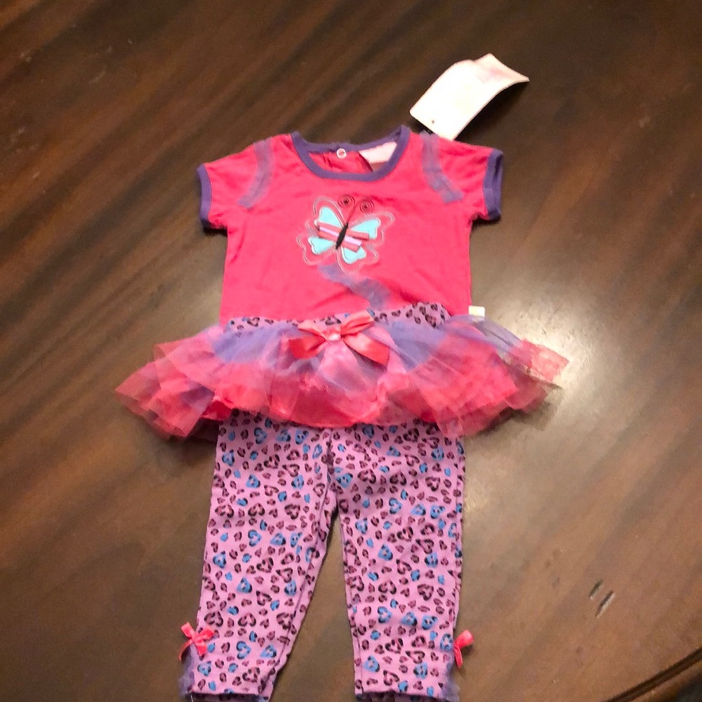 Tutu animal print leggings with butterfly too